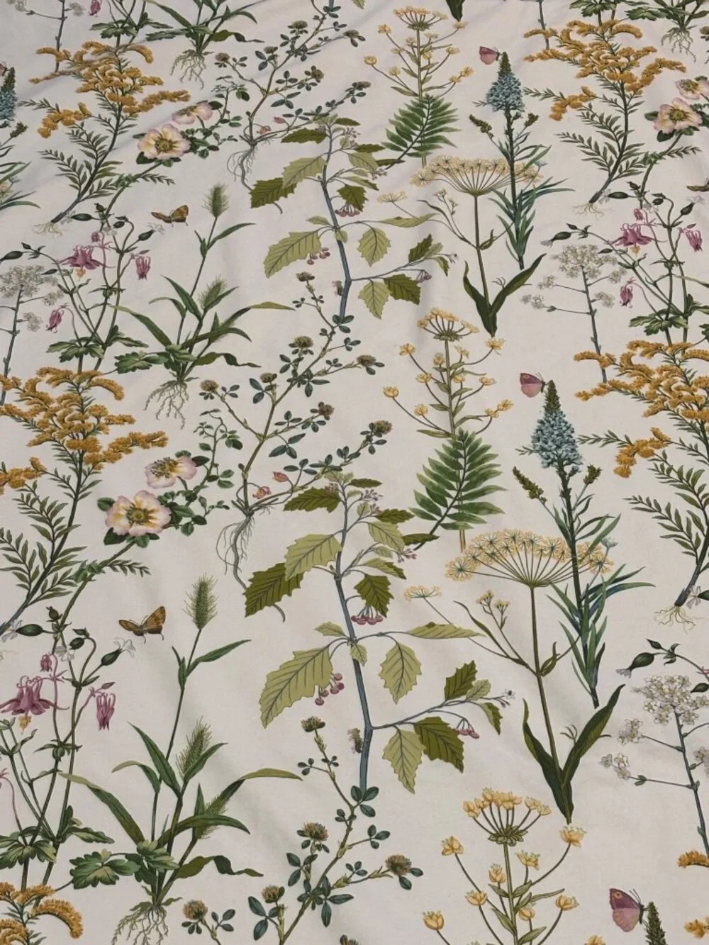 Ballard Designs Isabella Drapery Panel Botanical Floral Curtain 50x96 Cotton Gre